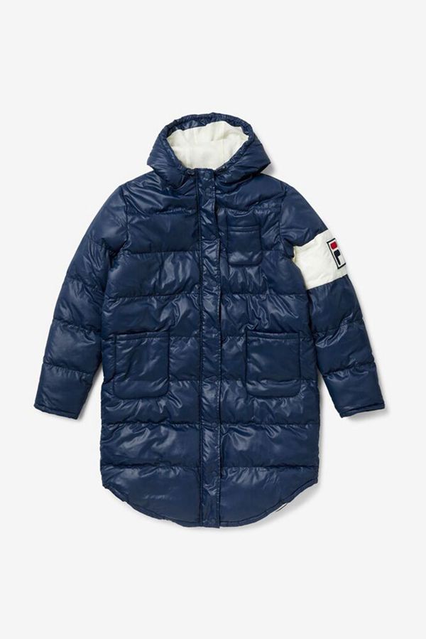 Fila Luisa Quilted Puffer Women's Coats - Navy/Red,NZ 571-93852